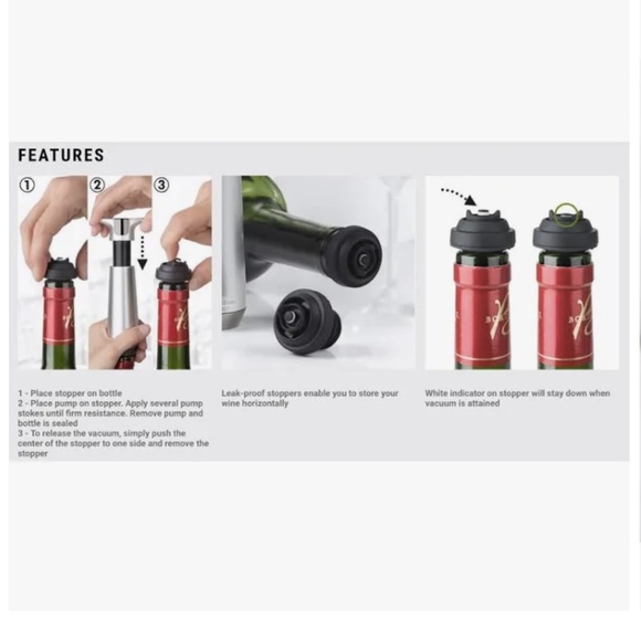 Trudeau Wine Pump and Two Stoppers - Picture 9 of 11